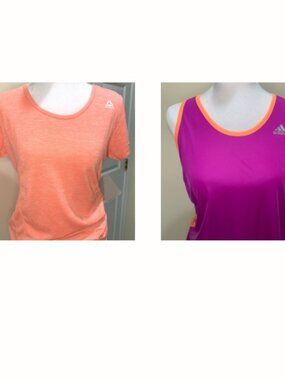2 Active Women Tees Reebok (NWT Size S Short Sleeve) Adidas (Size M Tank Top)
